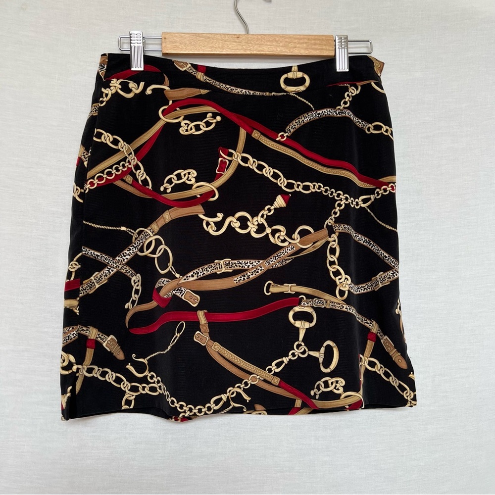 EP Pro Black and Gold Chain Print Pencil Skirt